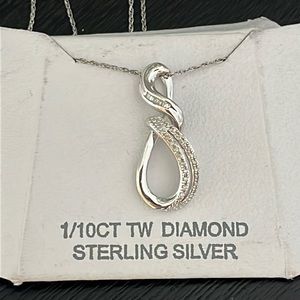 1/10CT TW Diamond Sterling Silver Infinity Necklace NWT